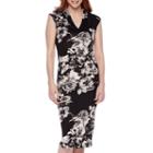 Sl Fashions Cap-sleeve Floral Midi Sheath Dress