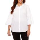 Worthington 3/4 Tier Sleeve Button-front Shirt - Plus