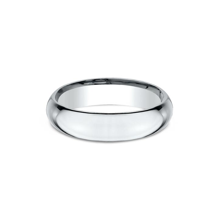 Mens 18k White Gold 5mm High Dome Comfort-fit Wedding Band