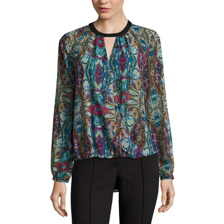 Nicole By Nicole Miller Long-sleeve Keyhole Top
