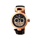 Heritor Automatic Ganzi Mens Leather Day & Date-rose Gold/black Watches