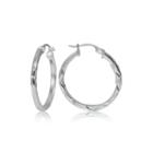 Sterling Silver Diamond-cut 25mm Hoop Earrings