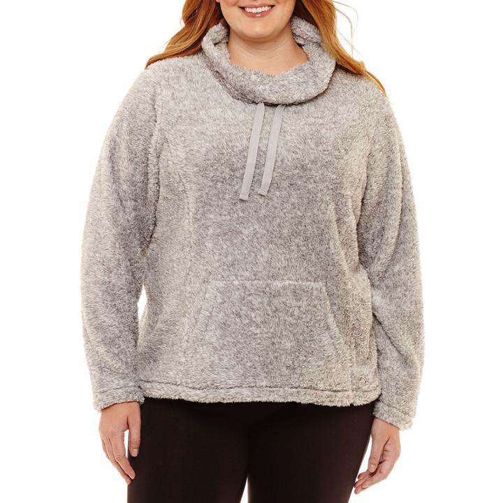 St. John's Bay Active Long Sleeve Sherpa Mock Pullover