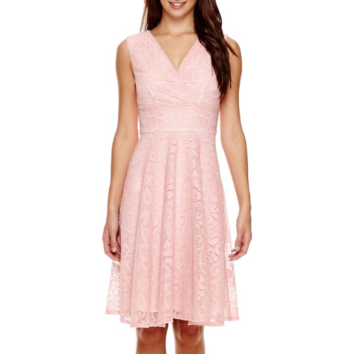 Signature By Sangria Sleeveless Burnout Lace Fit-and-flare Dress