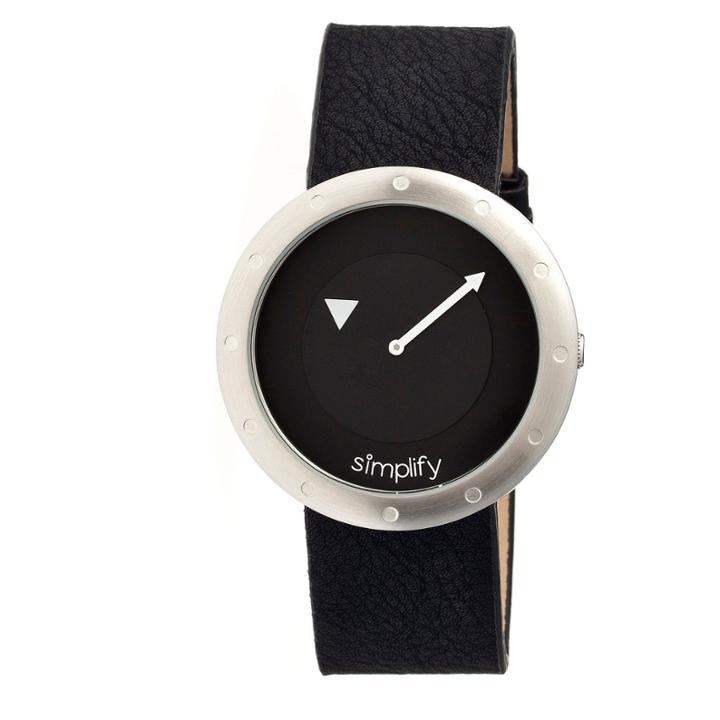 Simplify Unisex The 2200 Black Dial Black Leather-band Watch Sim2202