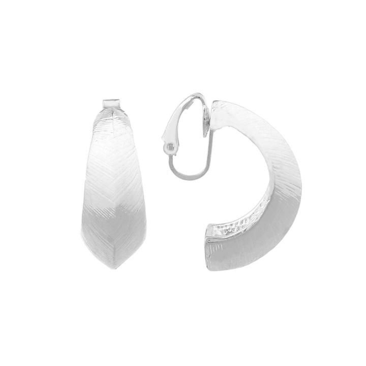 Liz Claiborne Silvertone Textured Hoop Clip On Earrings