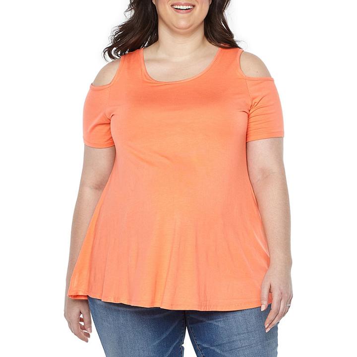 Planet Motherhood Cold Shoulder Tee- Plus