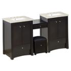 84.75-in. W Floor Mount Distressed Antique Walnutvanity Set For 3h8-in. Drilling Beige Top White Umsink