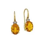 Genuine Yellow Citrine Diamond-accent 14k Yellow Gold Dangle Earrings