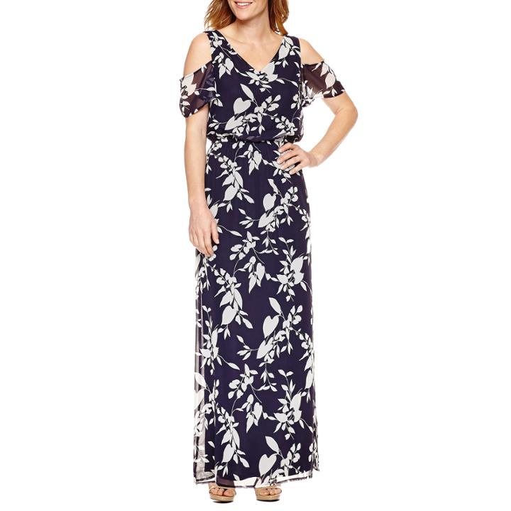 Black Label By Evan-picone Cold Shoulder Maxi Dress