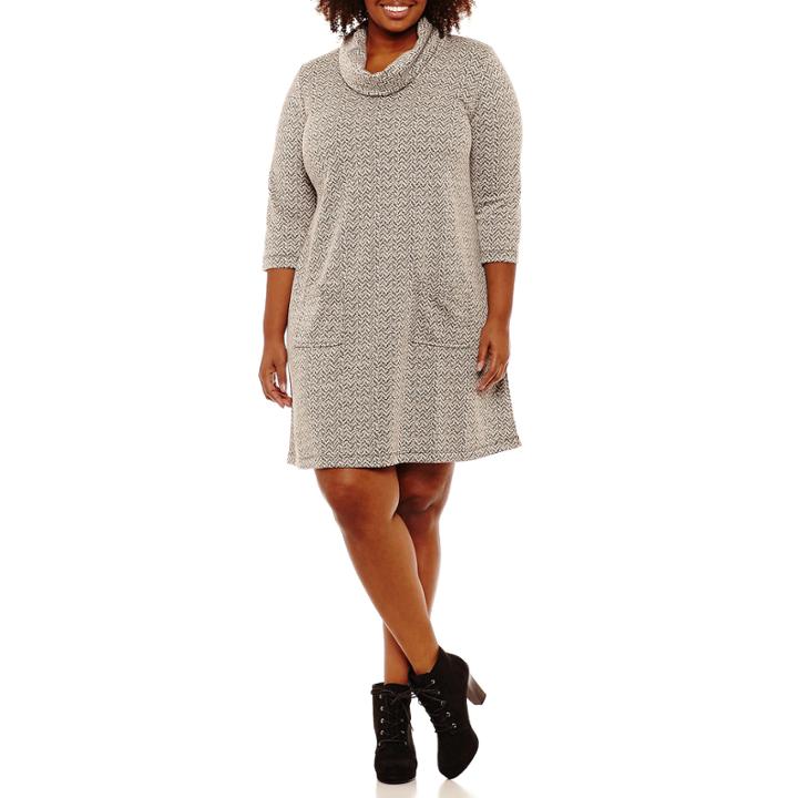 Perceptions 3/4 Sleeve Sheath Dress-plus