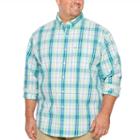 Izod Natural Stretch Plaid Woven Long Sleeve Plaid Button-front Shirt-big And Tall
