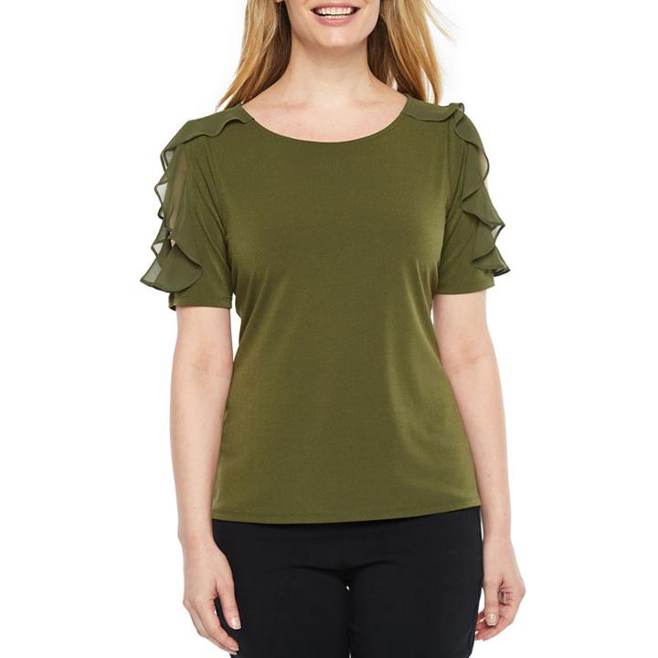Worthington Elbow Sleeve Knit Top-petite