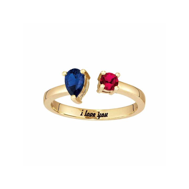 Personalized Simulated Birthstones Sweetheart Couples Ring