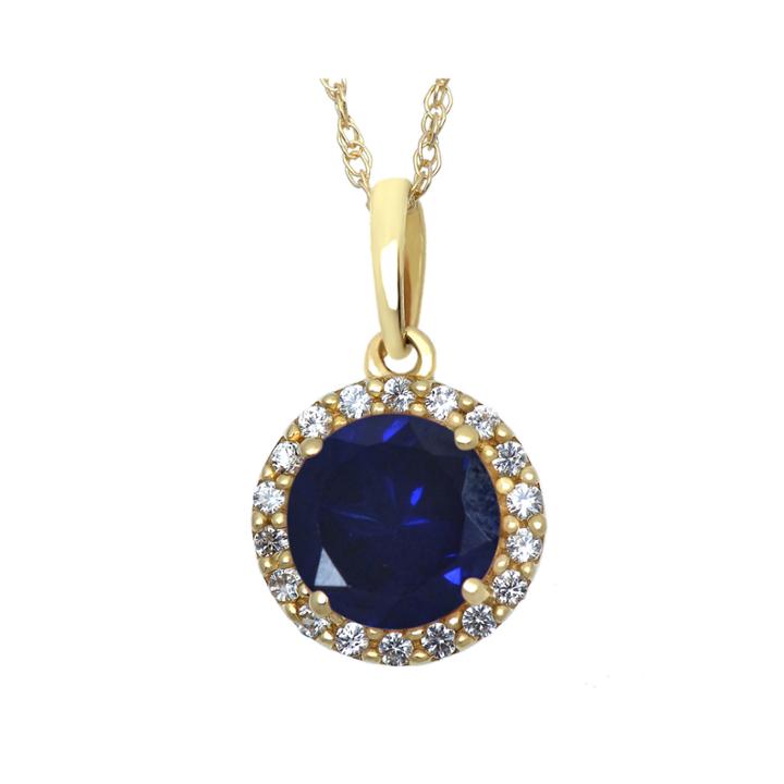 Genuine Swiss Blue Topaz And Lab-created White Sapphire Halo Pendant Necklace
