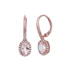 Limited Quantities Genuine Morganite And 1/8 Ct. T.w. Diamond Rose Gold Earrings