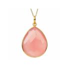 Womens Simulated Pink Quartz Gold Over Silver Pendant Necklace