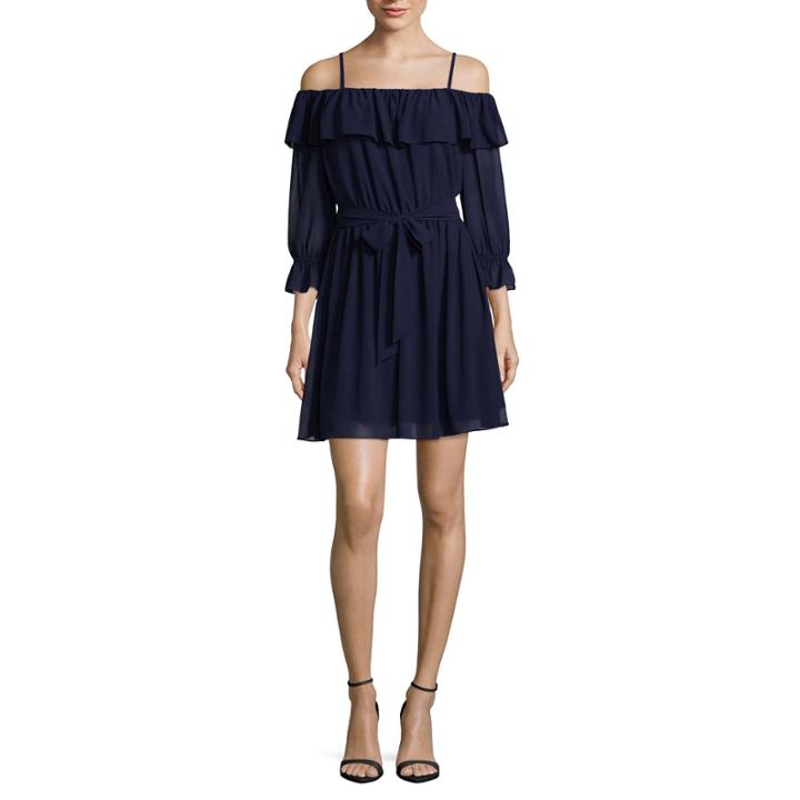 By & By Long Sleeve Peasant Dress-juniors