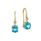 Genuine Blue Topaz And Diamond-accent 14k Yellow Gold Round Drop Earrings