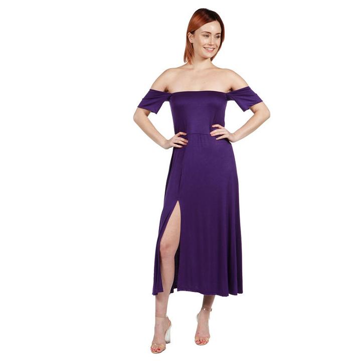 24/7 Comfort Apparel Star Sweep Off Shoulder Dress