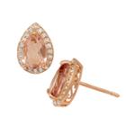 Simulated Pink Morganite 14k Rose Gold Over Silver 12.2mm Stud Earrings