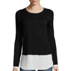 A.n.a Long-sleeve Side Slit Layered-look Sweater