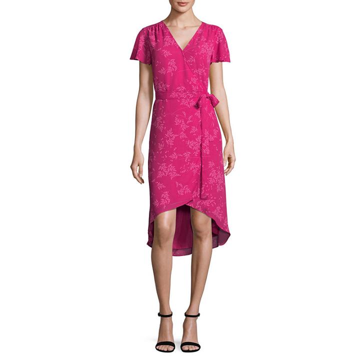 Worthington Short Sleeve Dots Wrap Dress