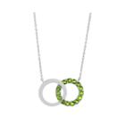 Genuine Peridot Interlocking Double-circle Sterling Silver Necklace