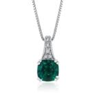 Lab-created Emerald & Lab-created White Sapphire Sterling Silver Pendant Necklace