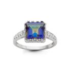 Womens Blue Mystic Fire Topaz Sterling Silver Cocktail Ring