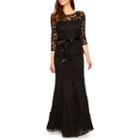 Be By Chetta B Long Sleeve Peplum Lace Gown