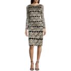 Jessica Howard Long Sleeve Lace Stripe Shift Dress