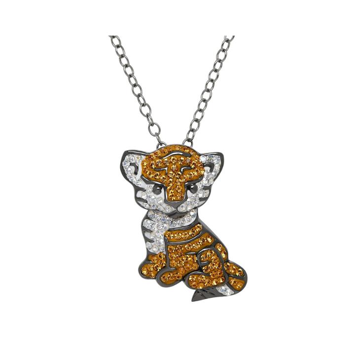 Animal Planet&trade; Crystal Sterling Silver Endangered Bengal Tiger Pendant Necklace