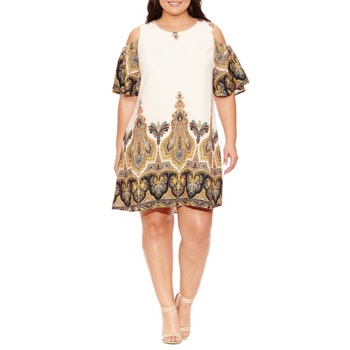 Luxology 3/4 Sleeve Paisley Sheath Dress-plus