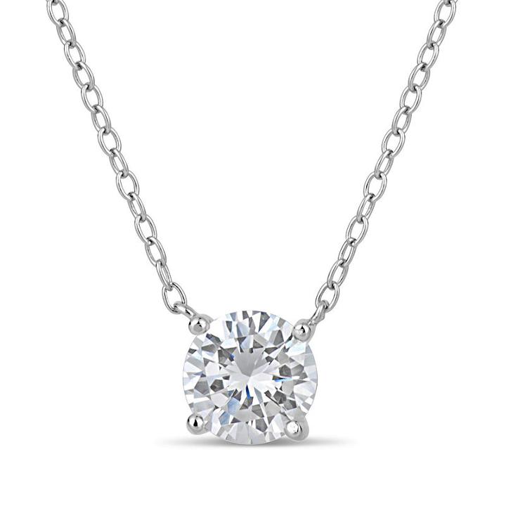 Sterling Silver & 18k Rose Gold Over Silver 1 3/4 Ct. T.w. Solitaire Necklace Featuring Swarovski Zirconia