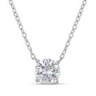 Sterling Silver & 18k Rose Gold Over Silver 1 3/4 Ct. T.w. Solitaire Necklace Featuring Swarovski Zirconia