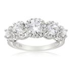 Diamonart Womens 2 3/4 Ct. T.w. Round White Cubic Zirconia 10k Gold 3-stone Ring