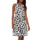 Black Label By Evan-picone Sleeveless Dot Print Fit And Flare Dress