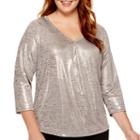 Liz Claiborne 3/4-sleeve V-neck Top - Plus