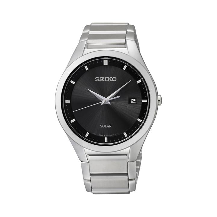 Seiko Mens Silver-tone Diamond-accent Watch Sne241