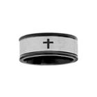 Mens Lord's Prayer Two-tone Stainless Steel 9mm Spinner Ring