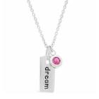 Womens Lab Created Red Ruby Dog Tag Pendant Necklace