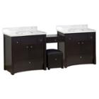 93.25-in. W Floor Mount Distressed Antique Walnutvanity Set For 3h4-in. Drilling Bianca Carara Topwhite Um Sink