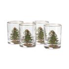 Spode Christmas Tree Set Of 4 Gold-rim Double Old-fashioned Glasses