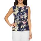 Chelsea Rose Sleeveless Jewel Neck Woven Abstract Blouse
