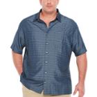 Van Heusen Ss Air Rayon Poly Grid Short Sleeve Grid Button-front Shirt-big And Tall