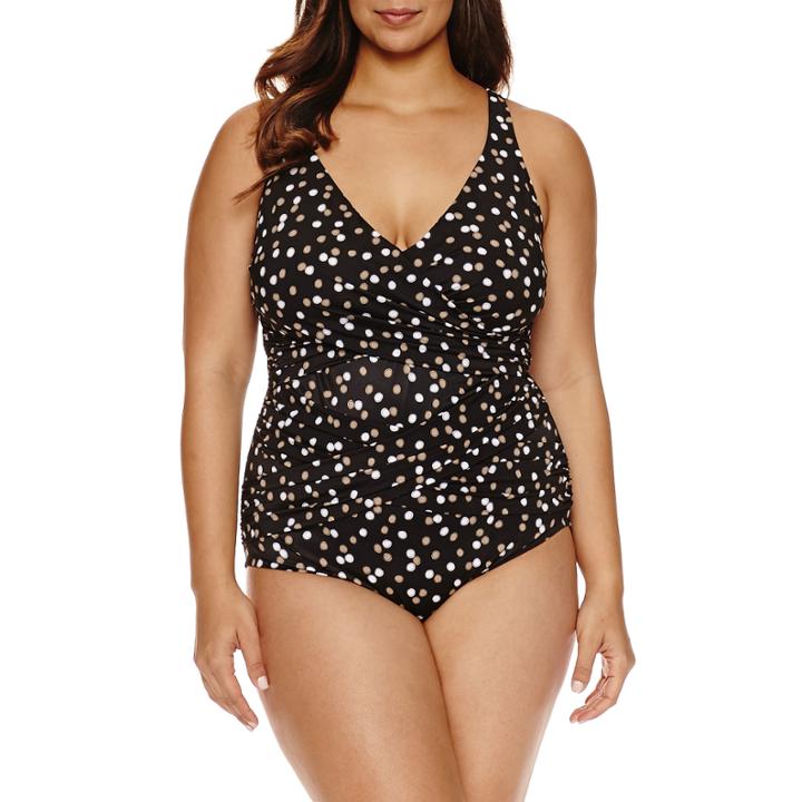 Trimshaper Polka Dot One Piece Swimsuit