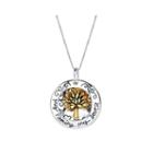 Inspired Moments&trade; Two-tone 10k Gold Over Silver Family Tree Pendant Necklace