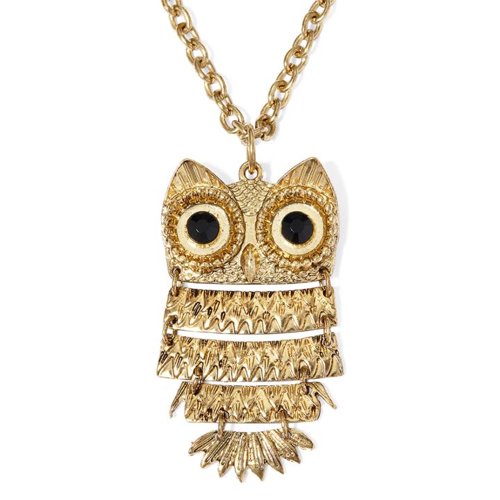 Arizona Layered Owl Gold-tone Pendant Necklace
