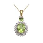 Genuine Peridot And Lab Created White Sapphire Pendant In 14k Gold Over Silver